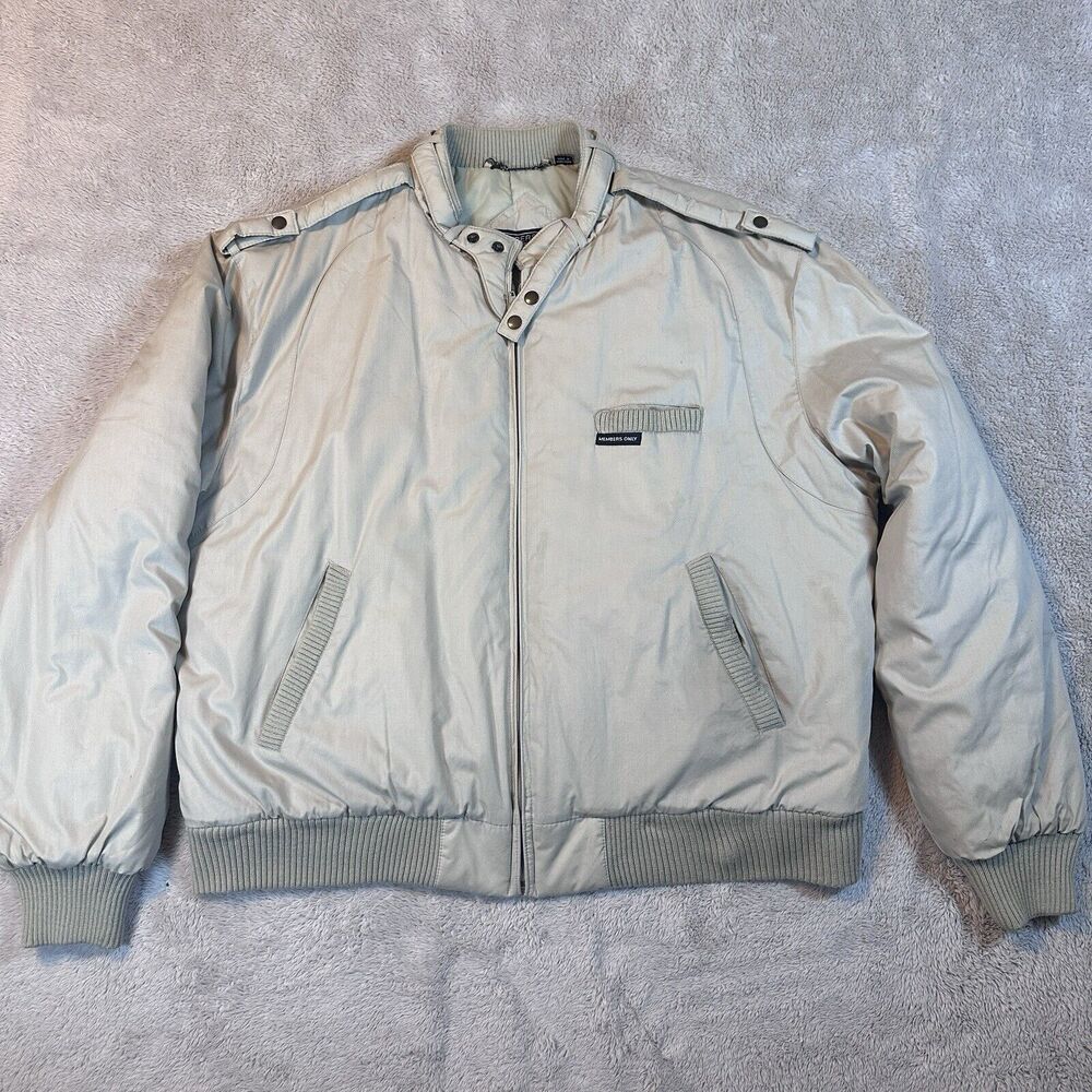 Members Only Vintage Bomber Puffer Jacket Men's Sz 46  Knit Pockets Full-Zip
